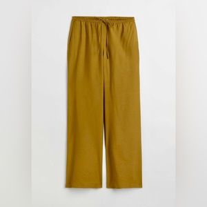 Olive green Wide-cut Satin Pants